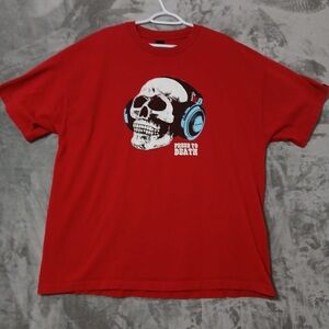 Acrylic Men T-Shirt Size 2XL Red Grunge Rock Biker 100% Cotton